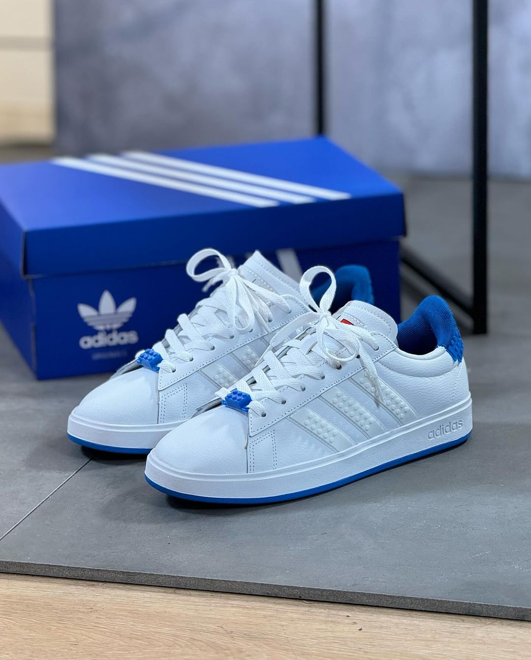 ADIDAS LEGO WHITE AND BLUE